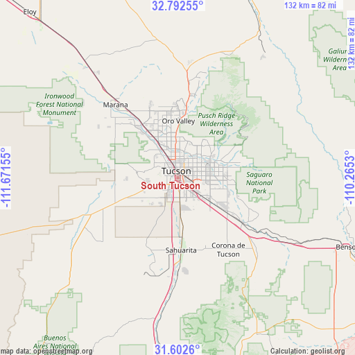 South Tucson on map