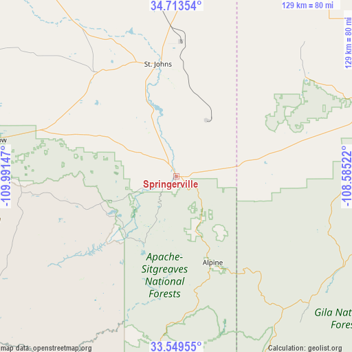 Springerville on map