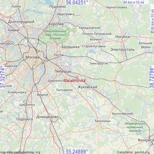 Malakhovka on map