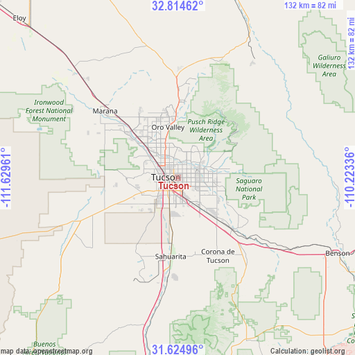 Tucson on map