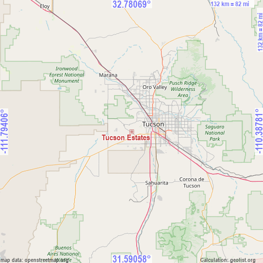 Tucson Estates on map