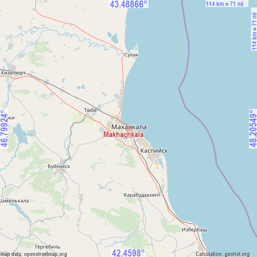Makhachkala on map