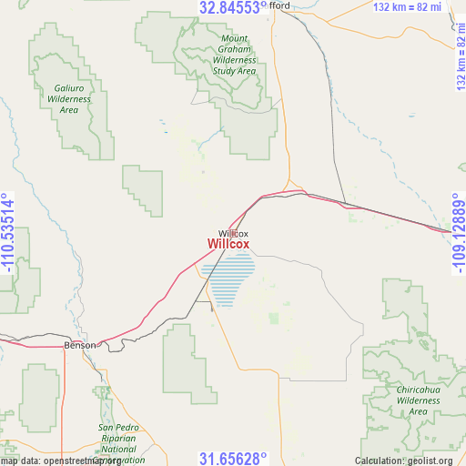 Willcox on map