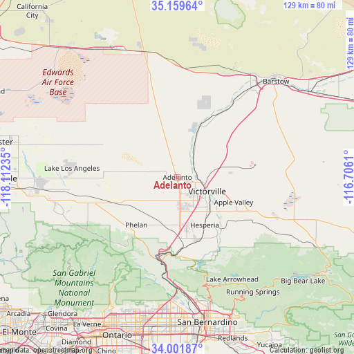Adelanto on map