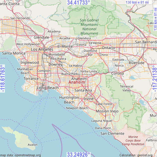 Anaheim on map