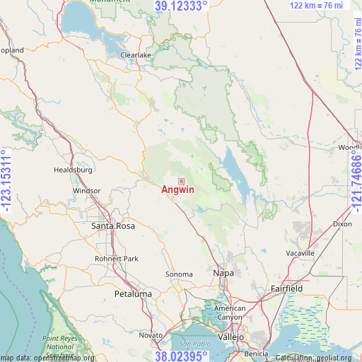 Angwin on map