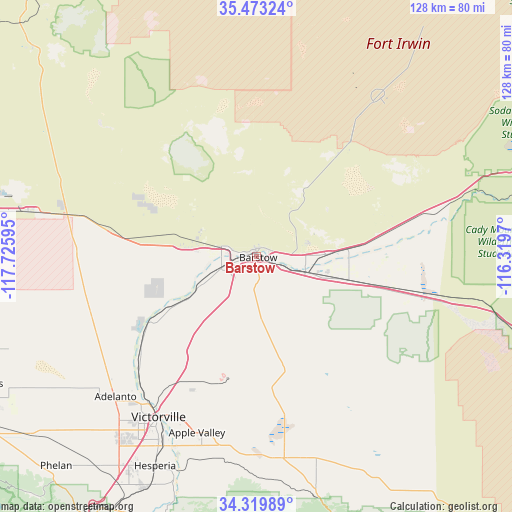 Barstow on map