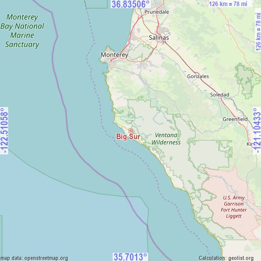 Big Sur on map