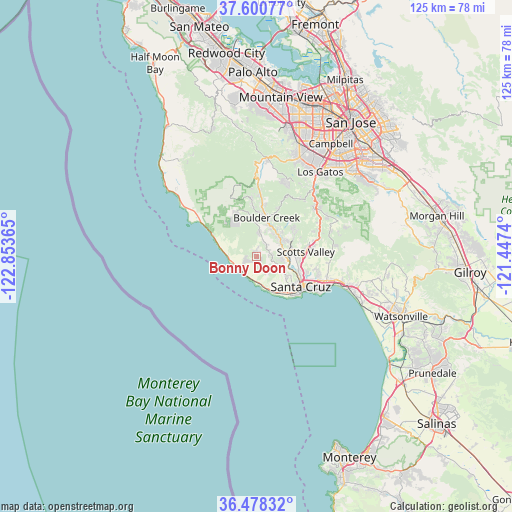 Bonny Doon on map