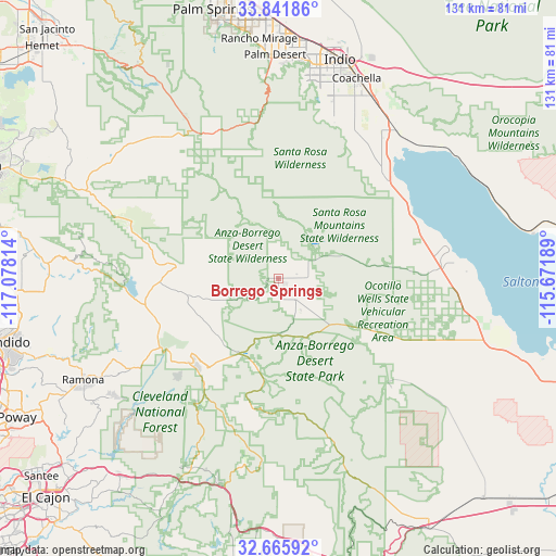 Borrego Springs on map
