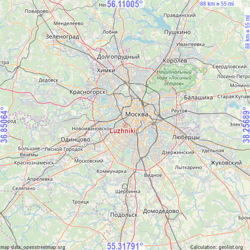 Luzhniki on map