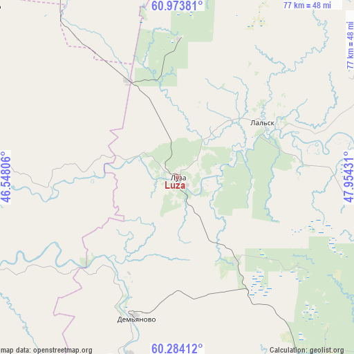 Luza on map