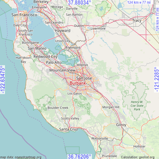 Burbank on map