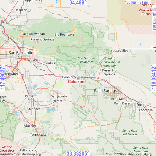 Cabazon on map