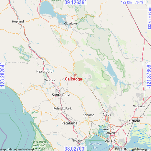 Calistoga on map