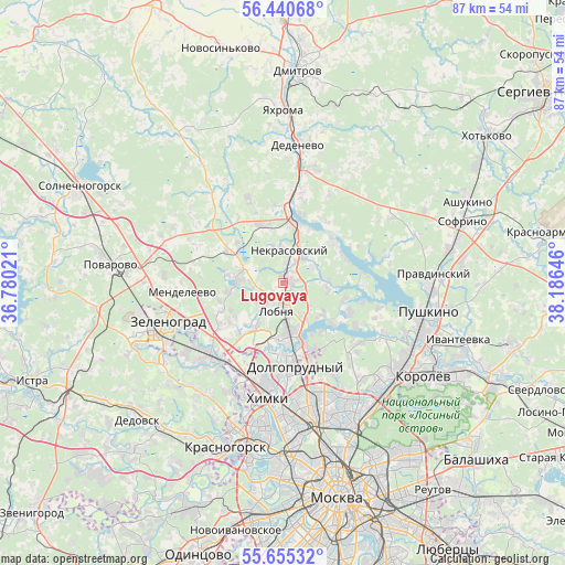 Lugovaya on map