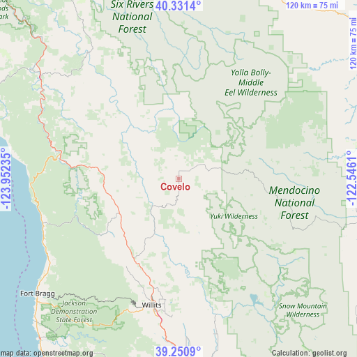 Covelo on map