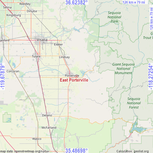 East Porterville on map