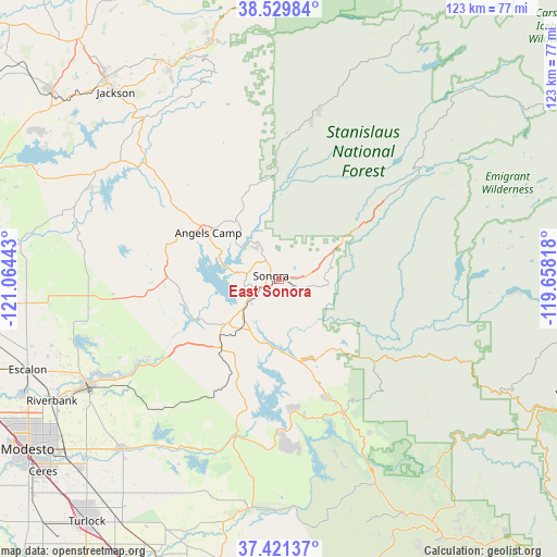 East Sonora on map