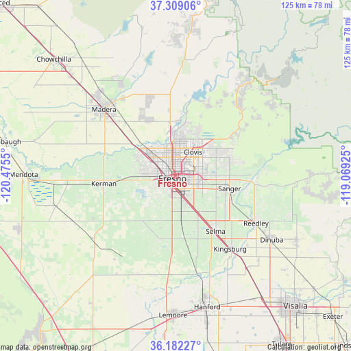Fresno on map