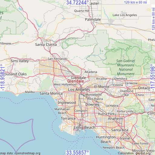 Glendale on map
