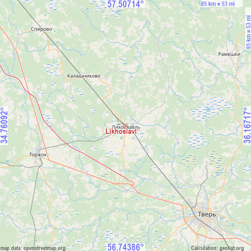 Likhoslavl’ on map