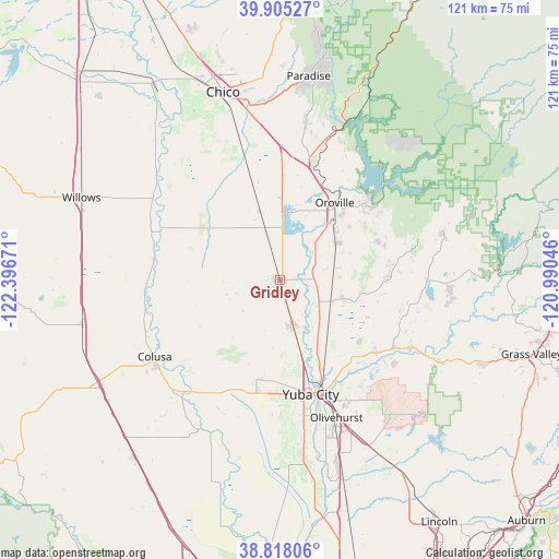 Gridley on map
