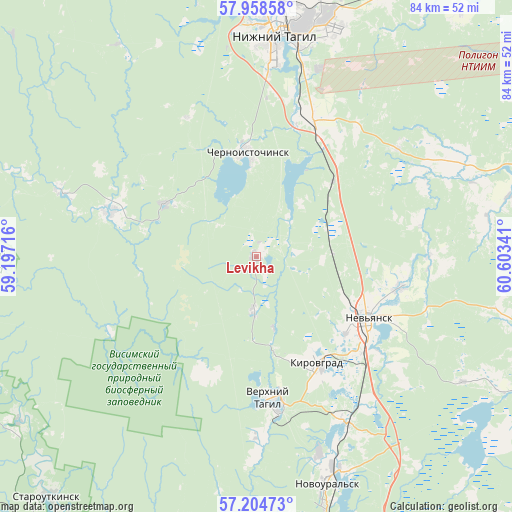 Levikha on map