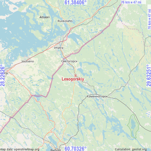 Lesogorskiy on map