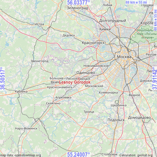 Lesnoy Gorodok on map