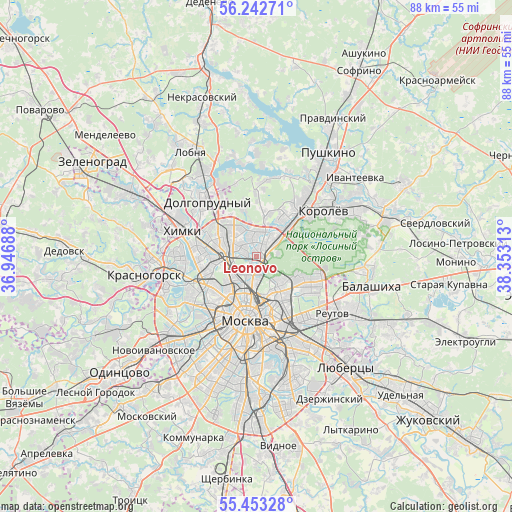 Leonovo on map