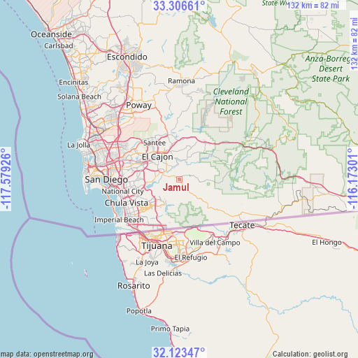 Jamul on map