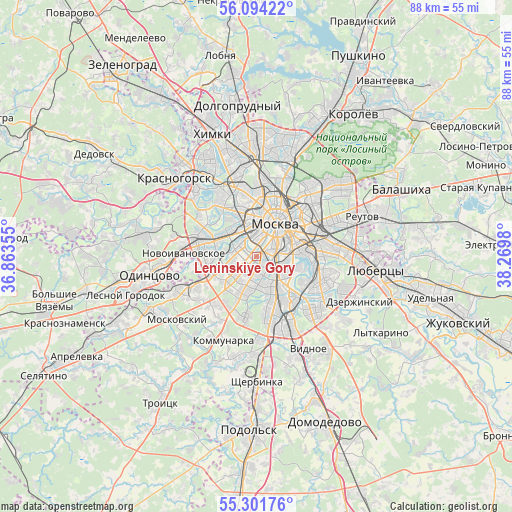 Leninskiye Gory on map
