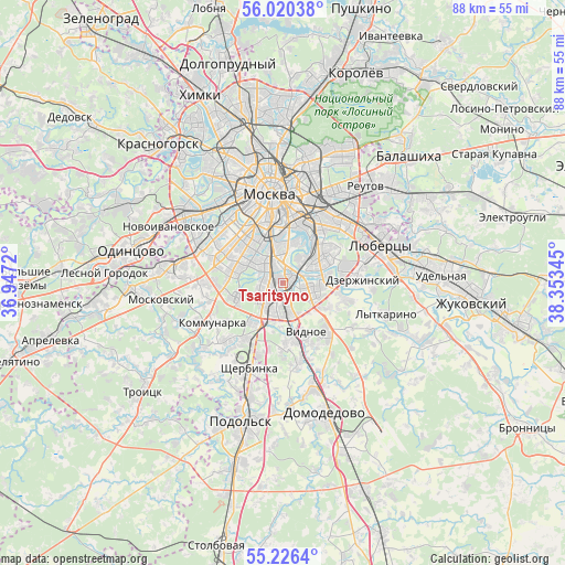 Tsaritsyno on map