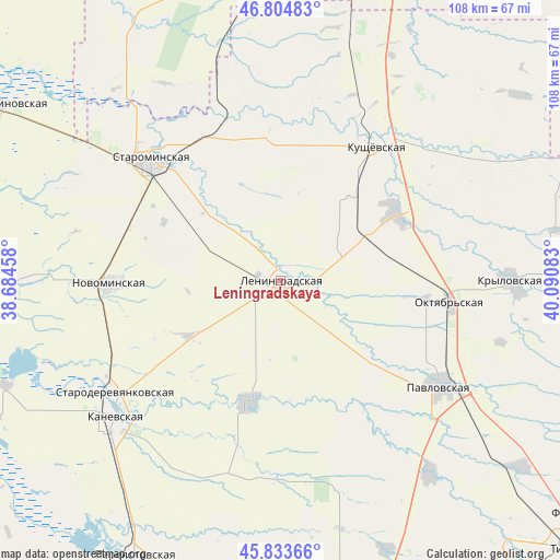 Leningradskaya on map