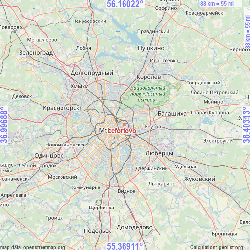 Lefortovo on map