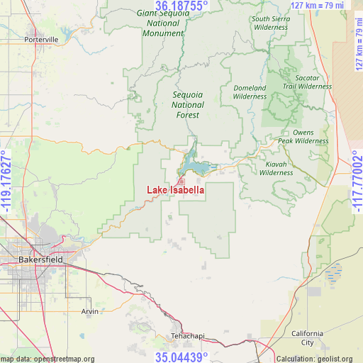 Lake Isabella on map