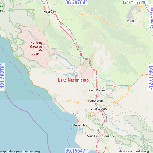 Lake Nacimiento on map