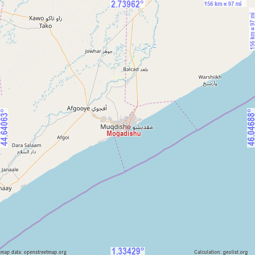 Mogadishu on map