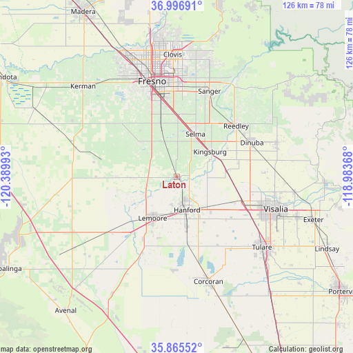Laton on map