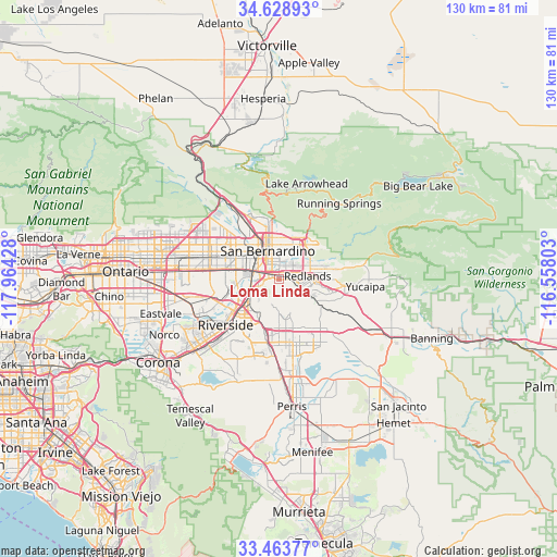 Loma Linda on map