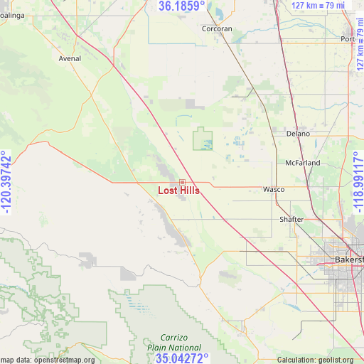 Lost Hills on map