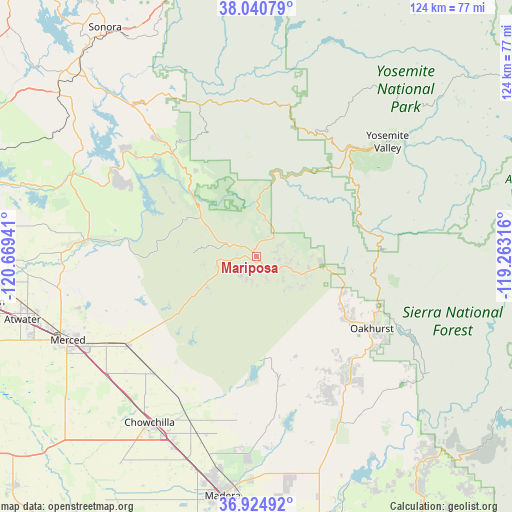 Mariposa on map