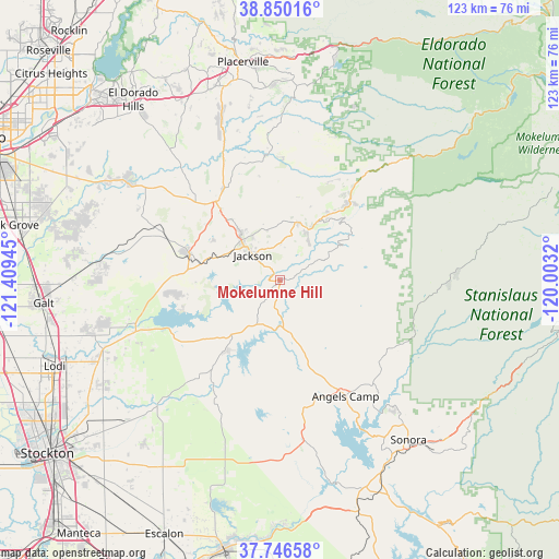 Mokelumne Hill on map