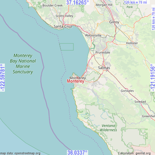Monterey on map