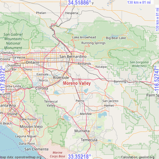 Moreno Valley on map