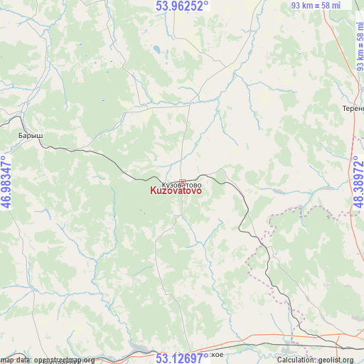 Kuzovatovo on map