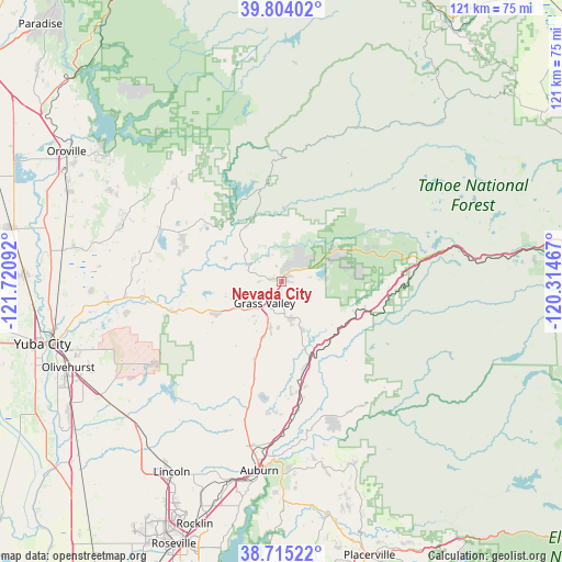 Nevada City on map