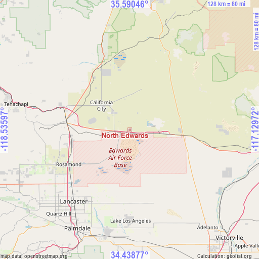 North Edwards on map