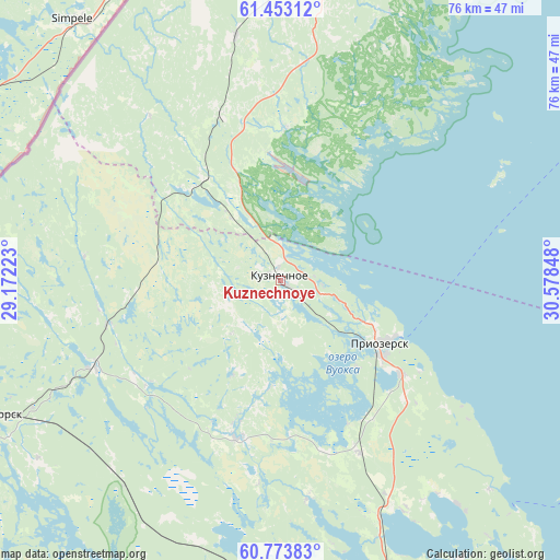 Kuznechnoye on map